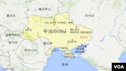 우크라이나 주요 도시와 전략 요충지. 남부의 자포리자는 자포리자 주의 주도, 헤르손은 헤르손 주의 주도이다. 동부의 돈바스에는 도네츠크 주와 루한시크 주가 있다. 마리우폴은 도네츠크 주 최남단이다.