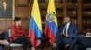 Esta mañana, el ministro de relaciones exteriores (e) Luis Gilberto Murillo, recibió a la canciller de Ecuador, Gabriela Sommerfeld y a su comitiva en el Palacio de San Carlos. [Foto: Cancillería de Colombia]