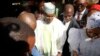 FILE - Atiku Abubakar, leader of the Peoples Democratic Party, center, attends elections in Yola, Nigeria, Feb. 25, 2023. The party said July 25, 2023, that it believes attackers were plotting to kill Abubakar.