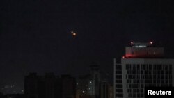 Взрыв российского беспилотника в небе над Киевом. 12 июля 2023 г.
