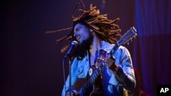 This image released by Paramount Pictures shows Kingsley Ben-Adir in "Bob Marley: One Love." (Chiabella James/Paramount Pictures via AP)