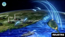 中國解放軍東部戰區發布的圍島飛彈攻擊模擬動畫。 (2023年4月)