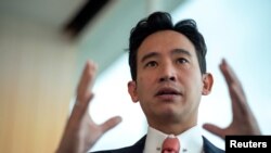 Move Forward Party Leader Pita Limjaroenrat speaks during an interview with Reuters in Bangkok, Thailand, July 18, 2023.