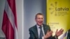 Latvia's President Edgars Rinkēvičs speaks during an interview at Latvia's US Mission, Nov. 9, 2023, in New York. 