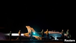 FILE - A fighter jet launches from the US Navy aircraft carrier USS Dwight D. Eisenhower during a strike against Houthi military targets in Yemen, Feb. 3, 2024. (US Navy/Mass Communication Specialist 2nd Class Jorge LeBaron/Handout via Reuters)