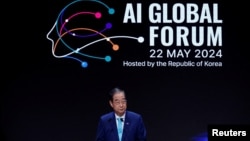 Han Duck-soo, South Korean Prime Minister, gives a speech during the opening ceremony of the AI Global Forum in Seoul, South Korea, May 22, 2024. (REUTERS/Kim Soo-hyeon)