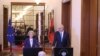 Presidentja e Komisionit europian Ursula von der Leyen, në konferencën e shtypit në Tiranë me kryeministrin Edi Rama