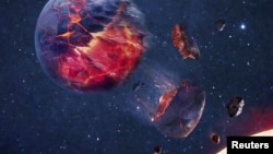 An artist's impression shows a terrestrial planet in the process of being captured by a twin star, in this handout illustration obtained by Reuters on March 20, 2024. (Intouchable, OPENVERSE/Handout via REUTERS)