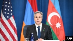 FILE - U.S. Secretary of State Antony Blinken speaks at the George Shultz National Foreign Affairs Training Center in Arlington, Virginia, May 4, 2023.
