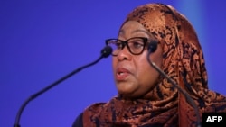 Rais wa Jamuhuri ya Muungano wa Tanzania Samia Suluhu Hassan. Picha na HANNAH MCKAY / POOL / AFP