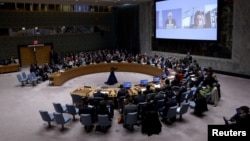 A general view during a meeting on the conflict between Israel and Hamas at U.N. headquarters in New York, Oct. 24, 2023. 