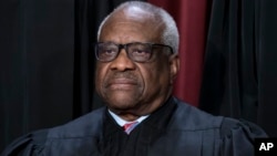 FILE - Associate Justice Clarence Thomas at the Supreme Court building in Washington, Oct. 7, 2022. 