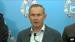 In this image from a video, Western Australian Premier Roger Cook speaks at a press conference in Perth, May 5, 2024. 
