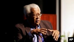 FILE - The Rev. James Lawson Jr. speaks in Murfreesboro, Tennessee, Sept. 17, 2015. 