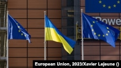 EU Ukraine flags