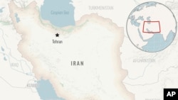 Map showing Iran, and its capital, Tehran.