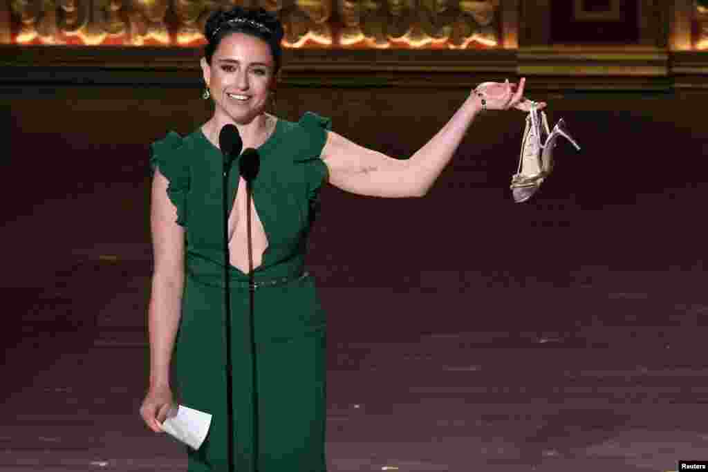 Danya Taymor accepts the award for Best Direction of a Musical for "The Outsiders" at the 77th Annual Tony Awards in New York City, June 16, 2024.
