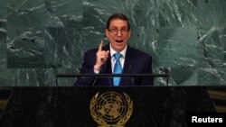 ARCHIVO - El Ministro de Relaciones Exteriores de Cuba, Bruno Eduardo Rodríguez Parrilla, se dirige al 77º período de sesiones de la Asamblea General de las Naciones Unidas en la sede en la ciudad de Nueva York, EEUU, en septiembre de 2022.