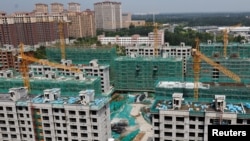 資料照：碧桂園在天津開發的住宅區建築工地。（2023年8月18日）