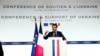 Presiden Prancis Emmanuel Macron dalam konferensi pers di akhir konferensi untuk mendukung Ukraina, yang dihadiri oleh para pemimpin Eropa dan perwakilan pemerintah, di Istana Elysee, Paris, Prancis, 26 Februari 2024. (REUTERS/Gonzalo Fuentes/Pool)
