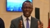 FILE - Succes Masra, president of the Chadian opposition party The Transformers, gestures during a briefing in N'djamena, Chad, May 3, 2021.