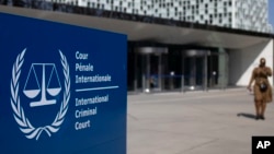 FILE - The exterior view of the International Criminal Court are pictured in The Hague, Netherlands, March 31, 2021.