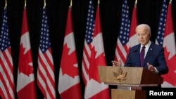 Presiden AS Joe Biden memberikan keterangan pers bersama Perdana Menteri Kanada Justin Trudeau di Ottawa, Ontario, Kanada, Jumat, 24 Maret 2023. (Foto: Kevin Lamarque/Reuters)