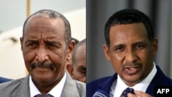 Mahasimu wa kivita mkuu wa majeshi Abdel Fattah al-Burhan na Mohamed Hamdan Daglo, anayeongoza kikosi cha usaidizi wa haraka cha wanamgambo, RSF.