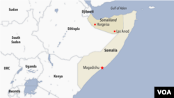 Peta yang menunjukkan wilayah Somalia dan Somaliland. (Foto: VOA)