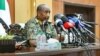 This handout image posted on the Facebook page of the Sudanese Armed Forces' on Aug. 24, 2024, shows army chief General Abdel Fattah al-Burhan giving a press conference in Port Sudan, in the Red Sea state.