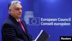 匈牙利總理歐爾班（Viktor Orban）在布魯塞爾出席歐盟領袖峰會。（2023年12月14日）