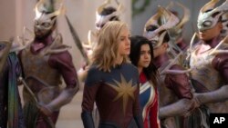 ภาพจากหนัง "The Marvels" ของค่ายดีสนีย์ (Laura Radford/Disney-Marvel Studios via AP)