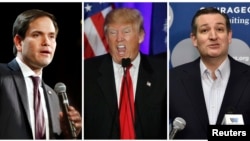Tiga kandidat Capres AS dari partai Republik, dari kiri: Marco Rubio, Donald Trump dan Ted Cruz (foto: dok).
