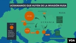 Mapa de a dónde huyen los ucranianos