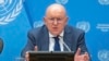 Foto facilitada por la ONU del embajador Vassily Nebenzia, representante permanente de la Federación de Rusia y presidente del Consejo de Seguridad durante el mes de julio, en ronda informativa ante periodistas el 1 de julio de 2024.