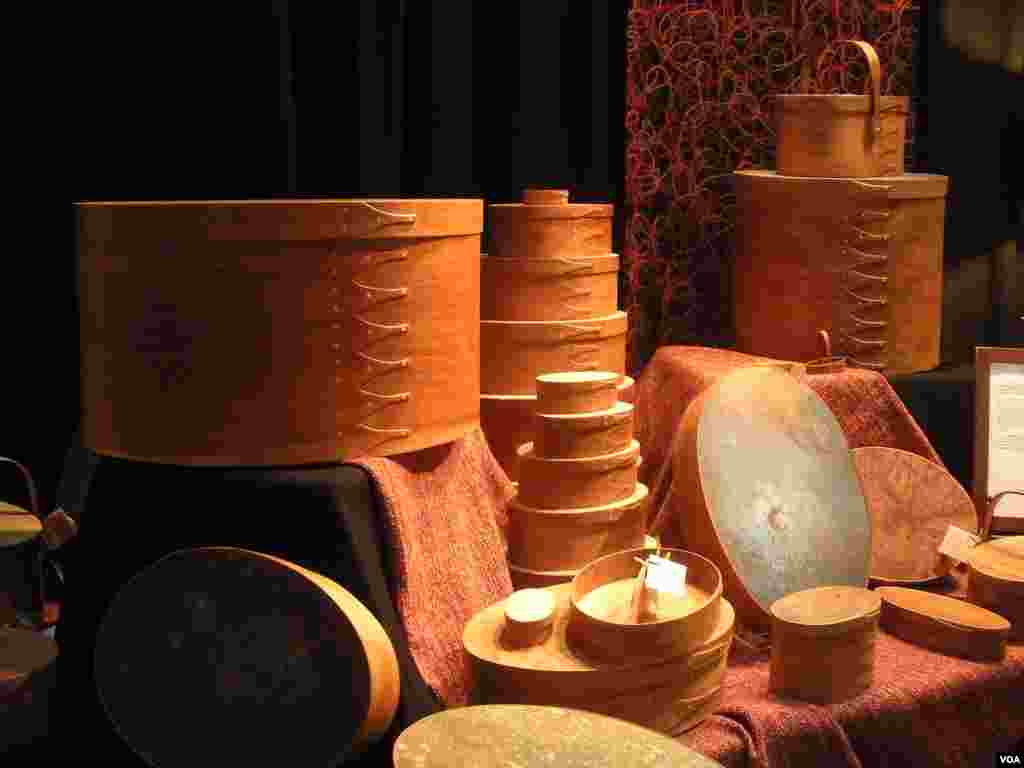 Shaker boxes by wood artist Tim Arnold at the 2013 Smithsonian Craft Show.