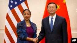 美国国家安全顾问苏珊·赖斯在北京与中国国务委员杨洁篪会晤