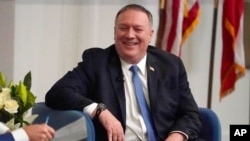 FILE - Secretary of State Mike Pompeo speaks at Georgia Tech in Atlanta, Dec. 9, 2020.