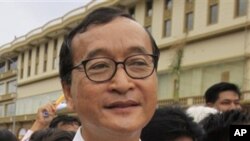 Cambodia's opposition leader in exile Sam Rainsy (file photo).