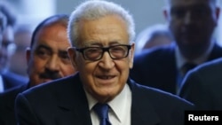 El mediador de la ONU para Siria, Lakhdar Brahimi, dio una rueda de prensa en Ginebra.