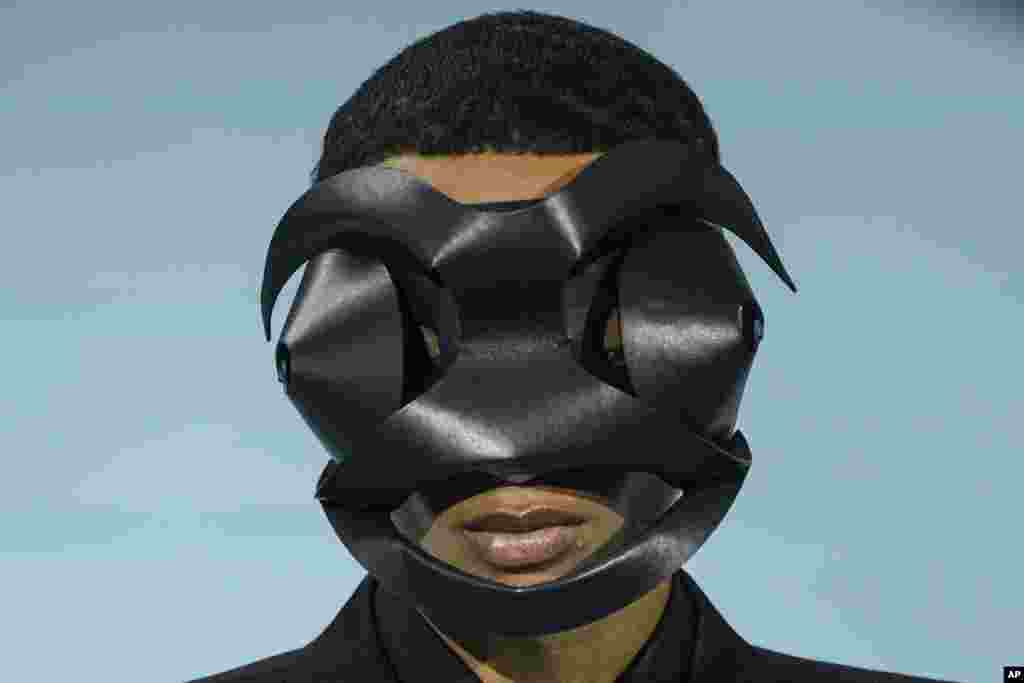 A model wears a creation for the Louis Vuitton fall-winter 22/23 men's collection, in Paris, France.