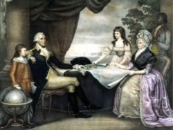 Painting of George Washington with his family, wife Martha and her grandchildren, by artist Edward Savage.