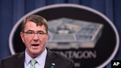 FILE - “We have enough training sites. For now, we don’t have enough trainees to fill them,” U.S. Defense Secretary Ash Carter told lawmakers Wednesday.