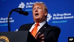 President Donald Trump speaks at the "Rx Drug Abuse and Heroin Summit," in Atlanta, Georgia, April 24, 2019.