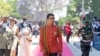 Le président de la République de Madagascar Andry Rajoelina arrive au Palais de la Reine de Manjakamiadana, à Antananarivo, le 6 novembre 2020.