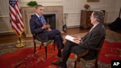 O presidente Obama durante a entrevista à VOa, na Casa Branca