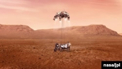 An illustration of NASA’s Perseverance rover landing safely on Mars. Hundreds of critical events must execute perfectly and exactly on time for the rover to land safely on Feb. 18, 2021. (Credits: NASA/JPL-Caltech)