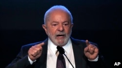 Brazil's President Luiz Inacio Lula da Silva speaks during the swearing-in ceremony of Tarciana Medeiros, the first woman to preside the Banco do Brasil, one of the country´s main public banks, in Brasilia, Brazil, Jan. 16, 2023.