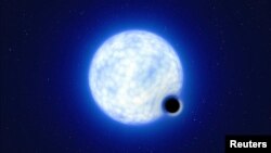 An artist’s impression showing what the binary star system VFTS 243 – containing a black hole and a large luminous star orbiting each other - might look like if we were observing it up close is seen in this undated handout image.
ESO/L. Calcada/Handout via REUTERS 