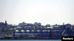 A grain terminal is seen after a Russian missile strike in a sea port of Odesa, as Russia's attack on Ukraine continues, Ukraine, July 23, 2022. 
